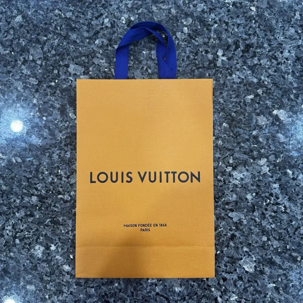 Louis Vuitton Orange Paper Shopping Gift Bag +Receipt Card +Envelope Blank Card